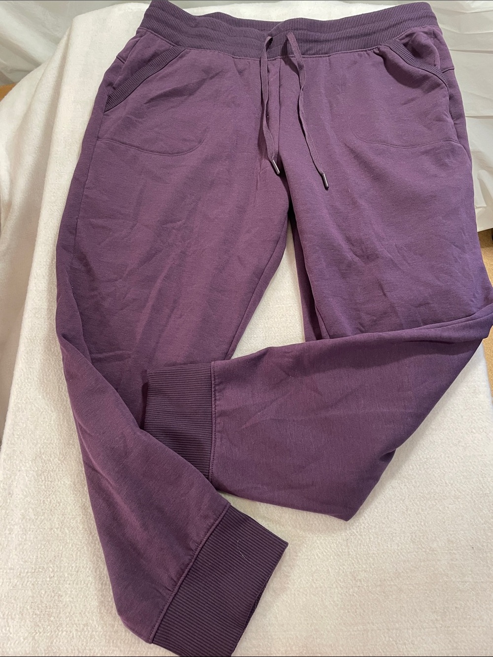 Athletic Works Purple Drawstring Joggers with Ribbed Cuffs
